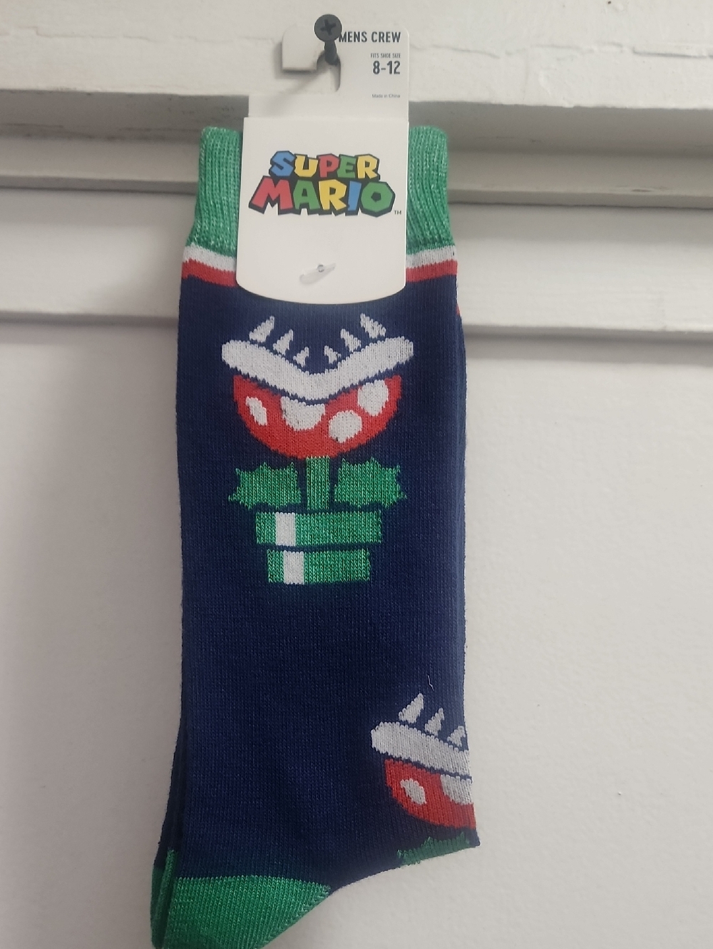 Nintendo Super Mario Navy, Red & Green Piranha Plant Crew Socks